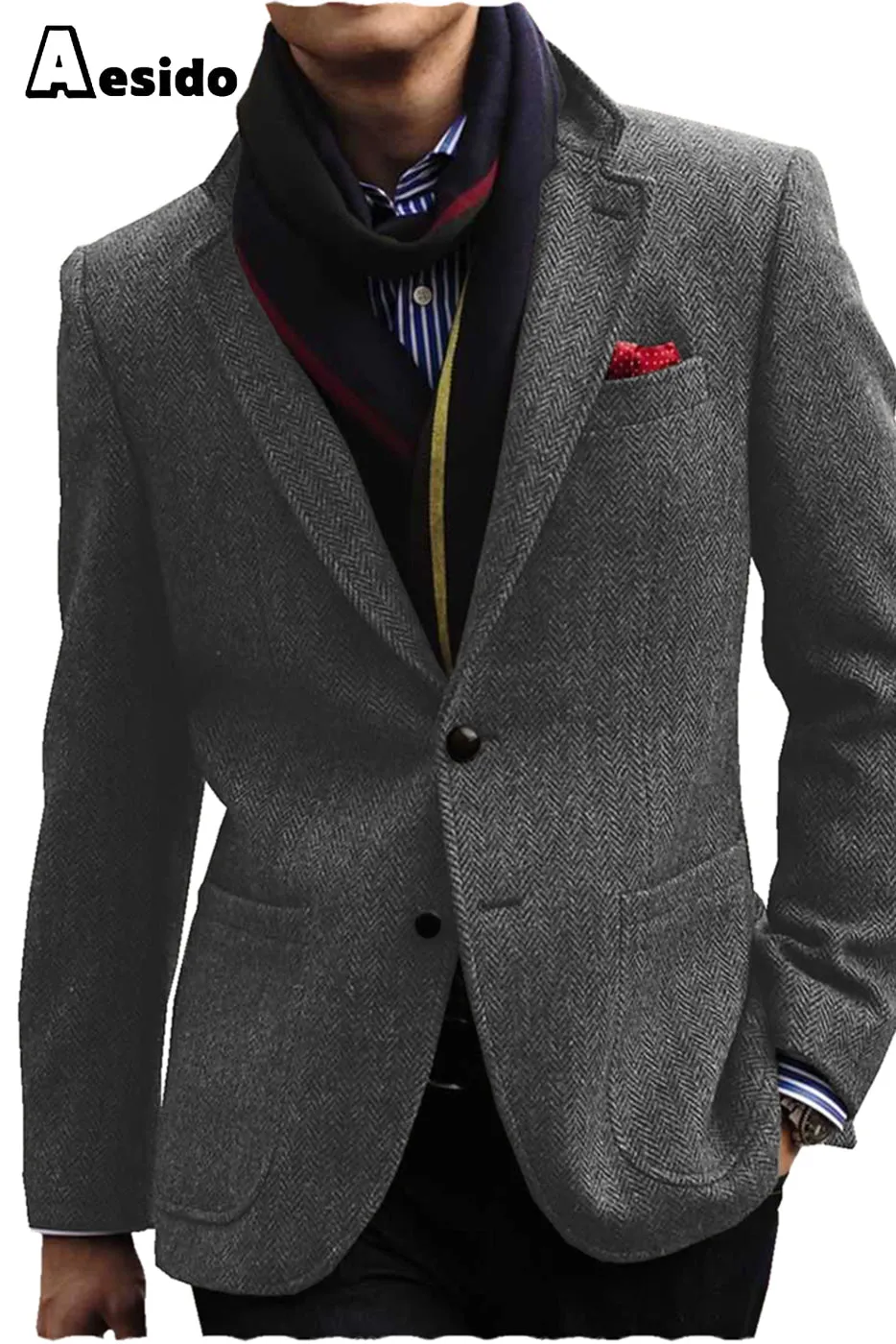 Men's Double Button Notch Lapel Blazer