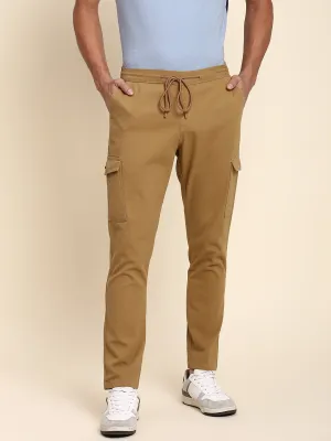 Men's Khaki Cargo Comfortable Bottomwear With Smart Casual Look