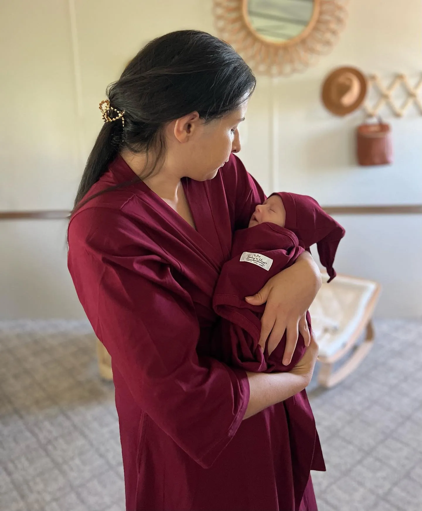 Merlot Robe & Swaddle & Dad T-Shirt