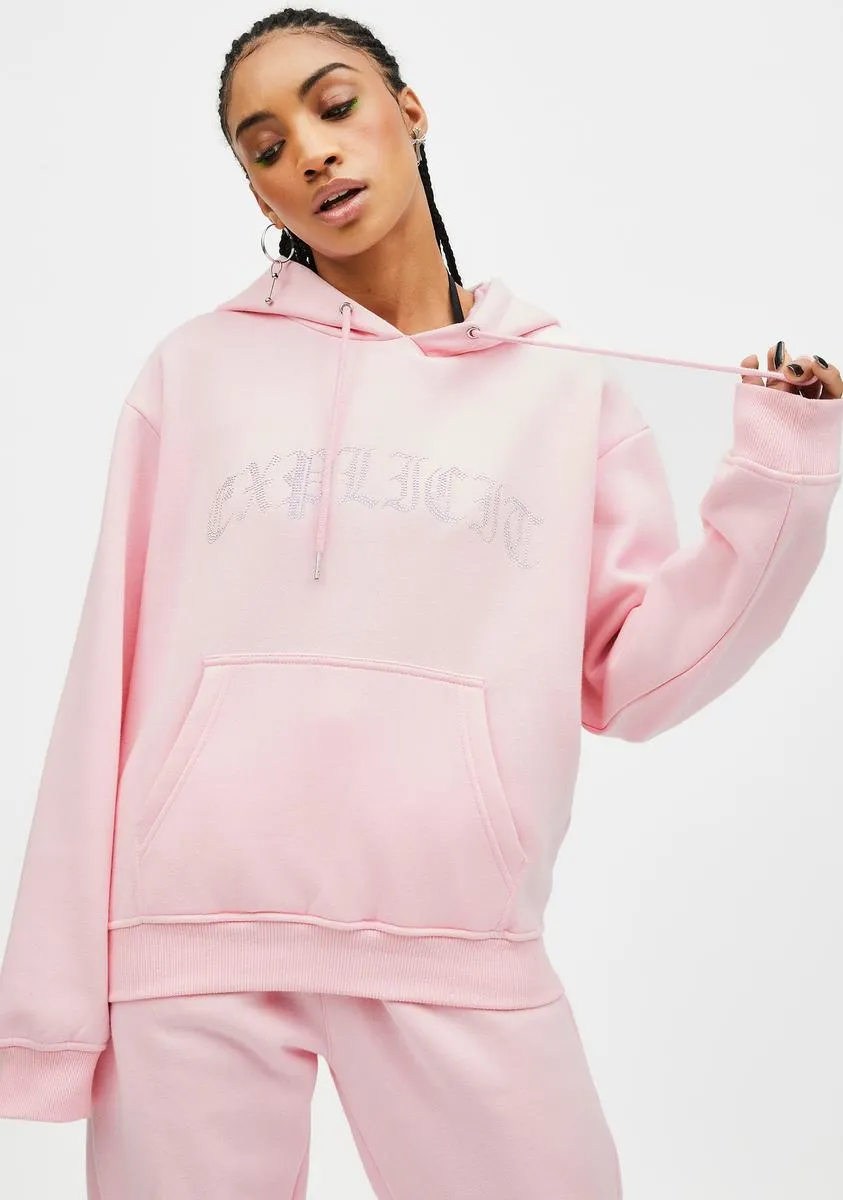 Pink Explicit Rhinestone Hoodie