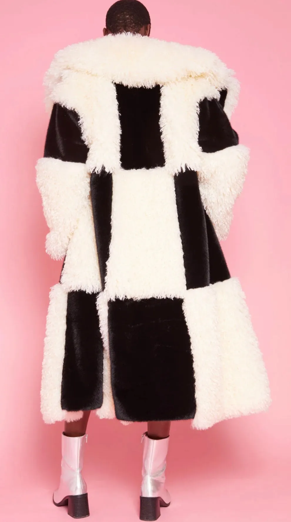 PREORDER•Checkered Faux Fur Maxi