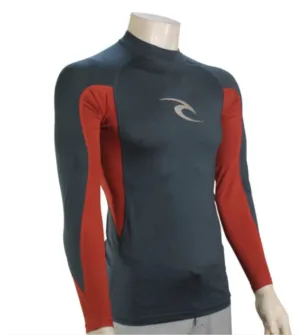 Rip Curl Waves Mens Long Sleeve Rash Vest In Navy Marle