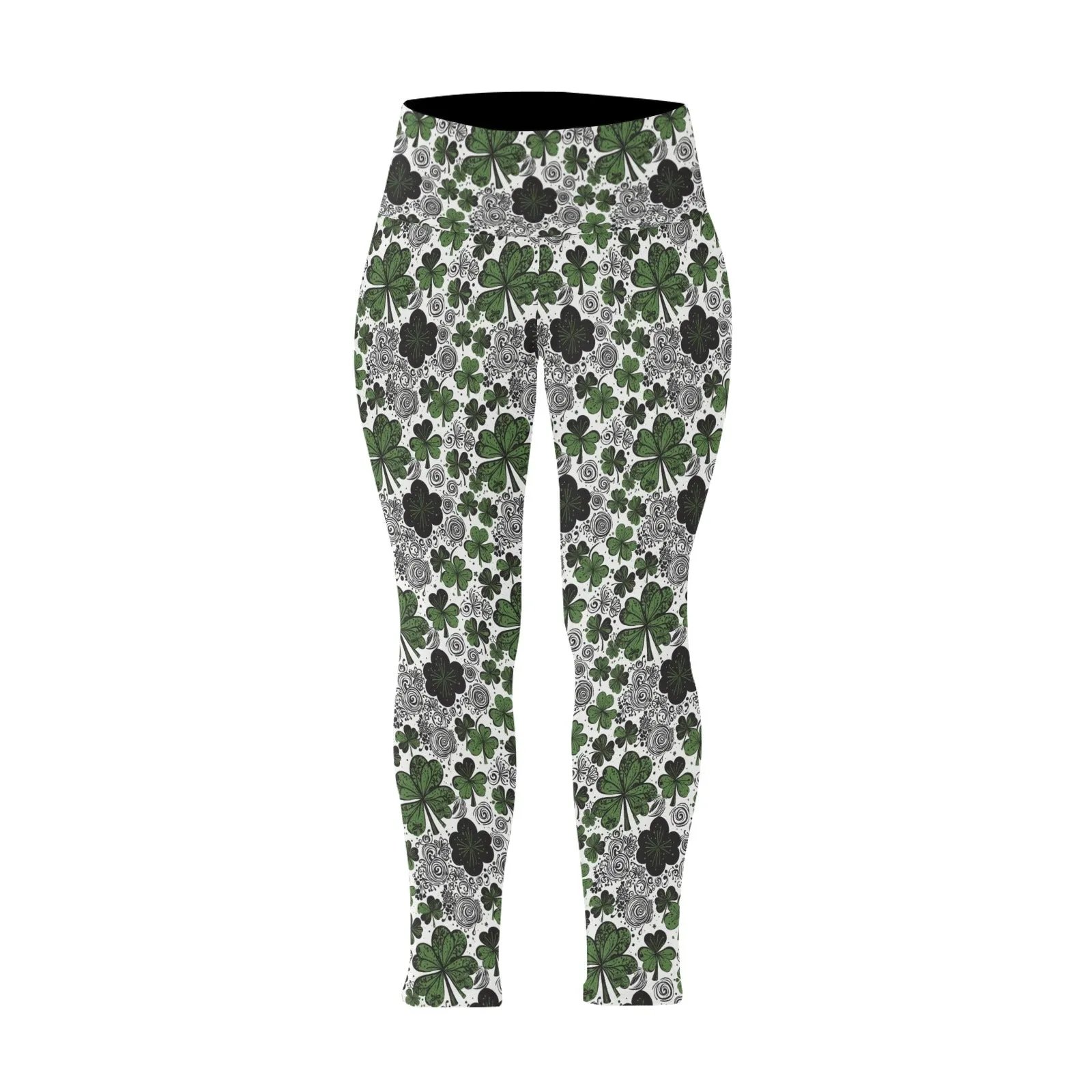 Scribbled Clovers Women's Plus Size High Waited Leggings Women's High Waist Leggings(Plus Size)(ModelL45)