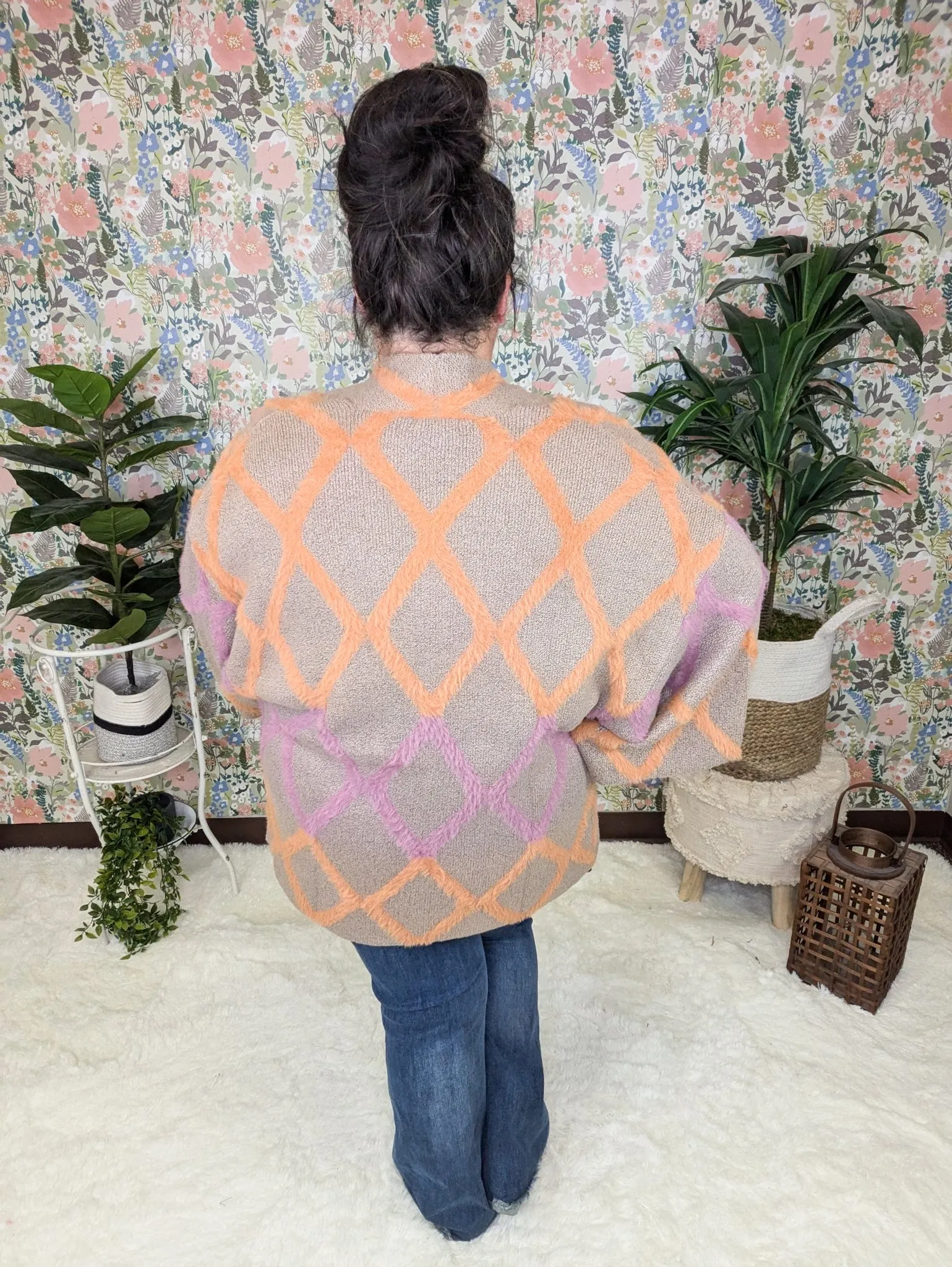 Sloane Wide Sleeve Softest Sweater Cardigan in Taupe, Orange   Mauve