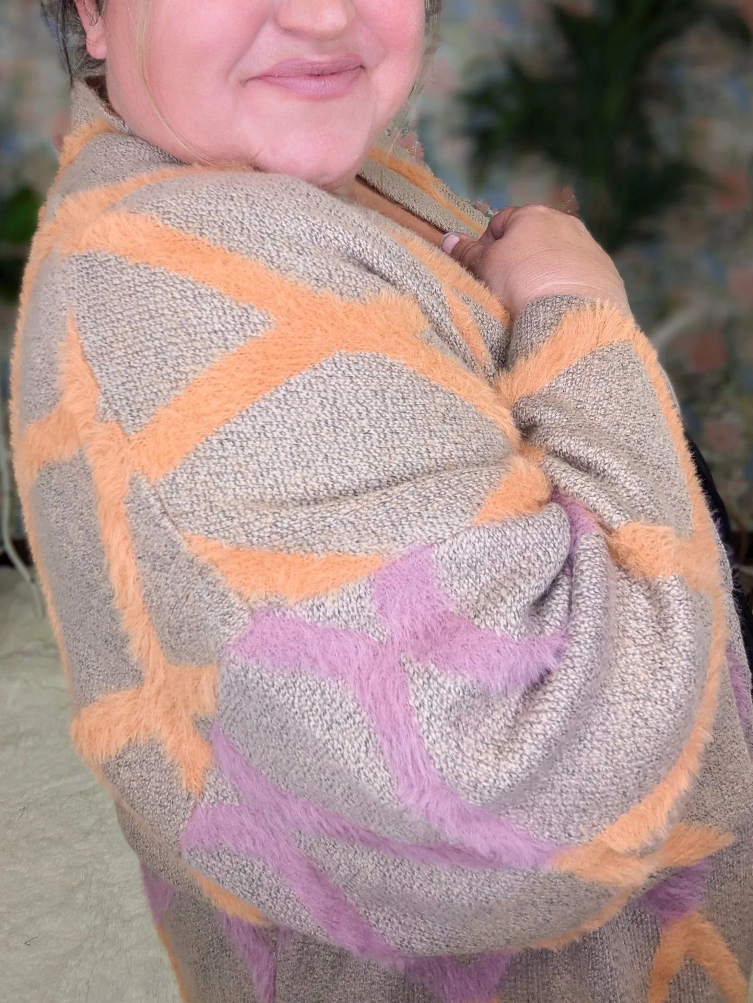 Sloane Wide Sleeve Softest Sweater Cardigan in Taupe, Orange   Mauve