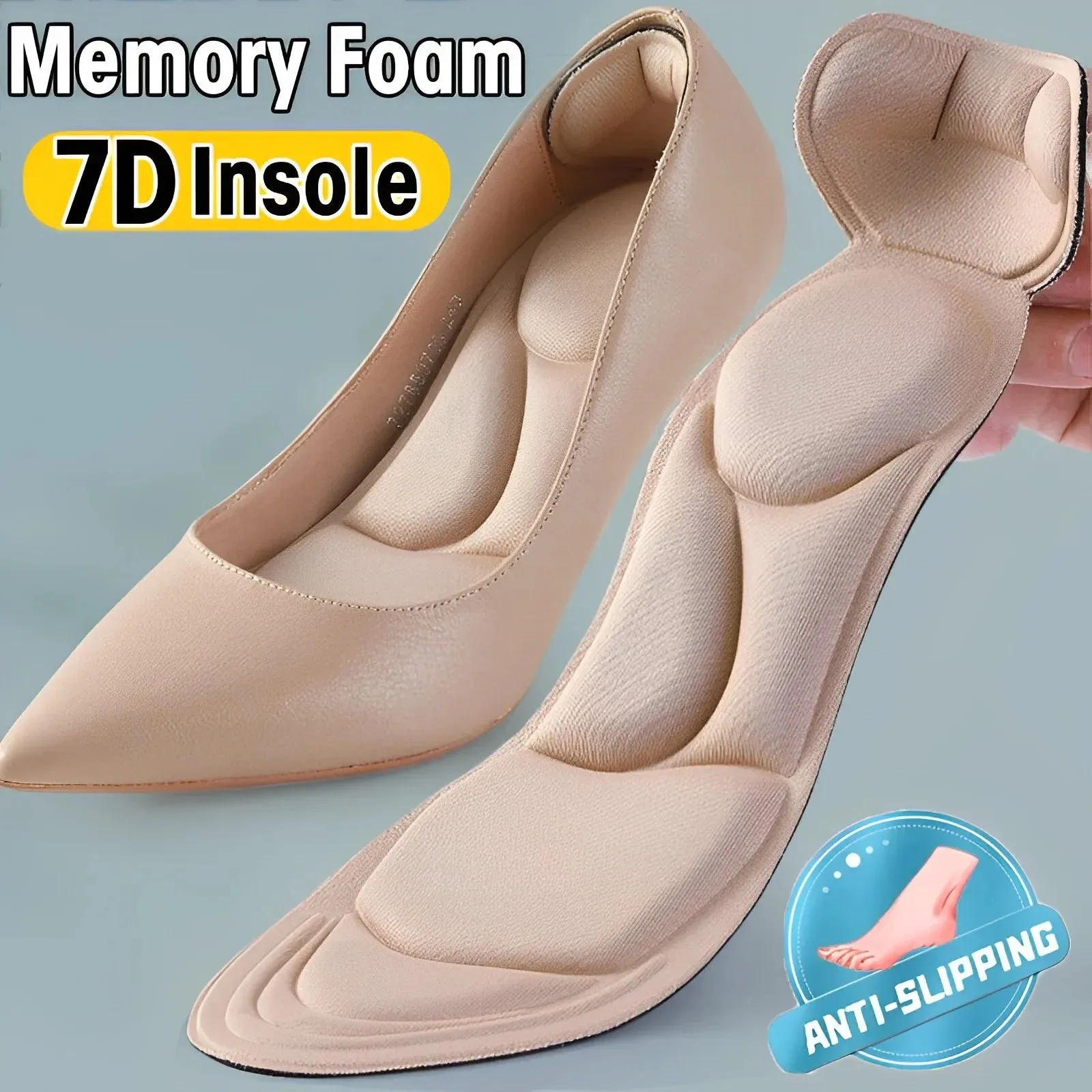 Soft Memory Foam Insole Pad Inserts Heel Post Back Breathable Anti-slip for Women