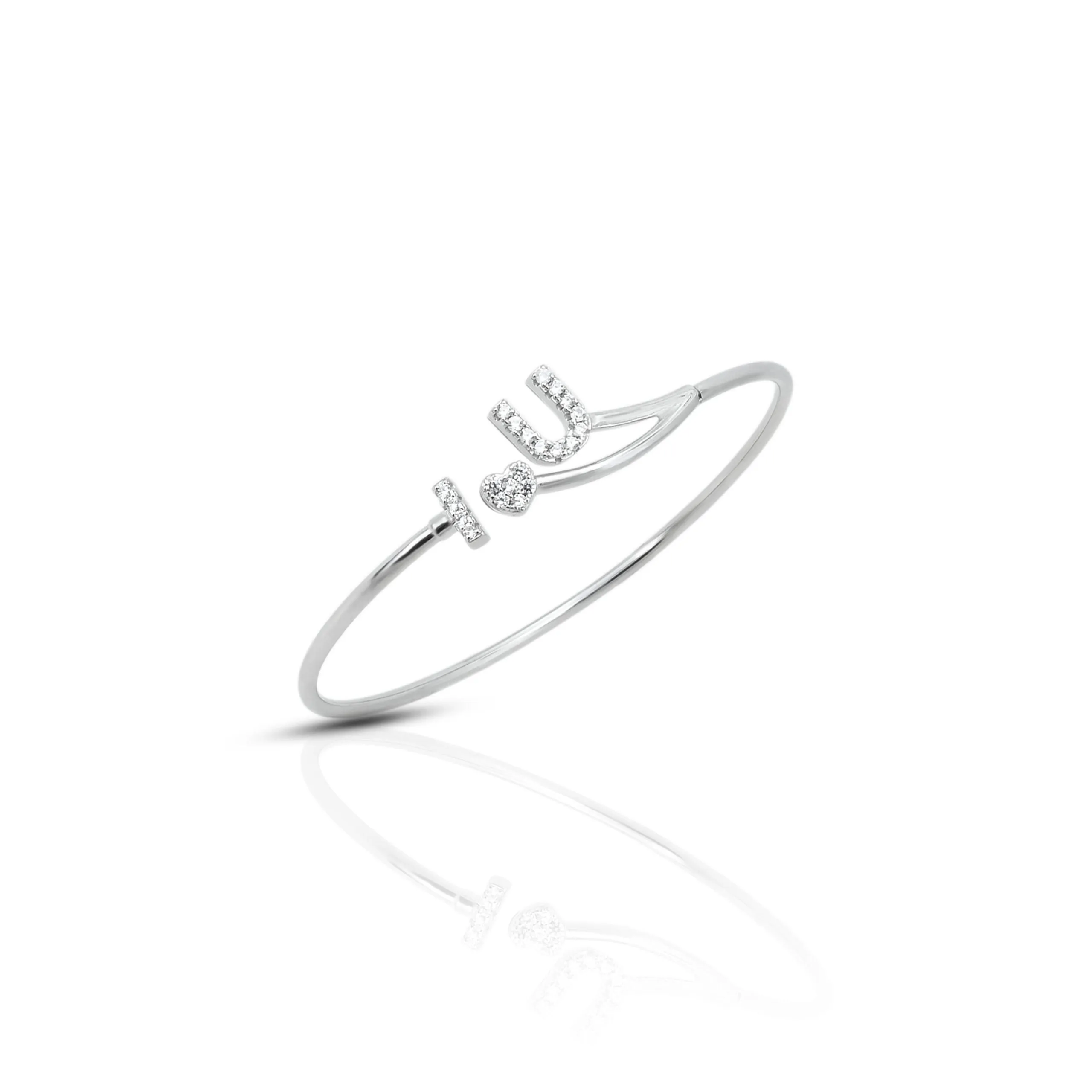 Sterling Silver "I love U" Sign Sleek Kada for Women