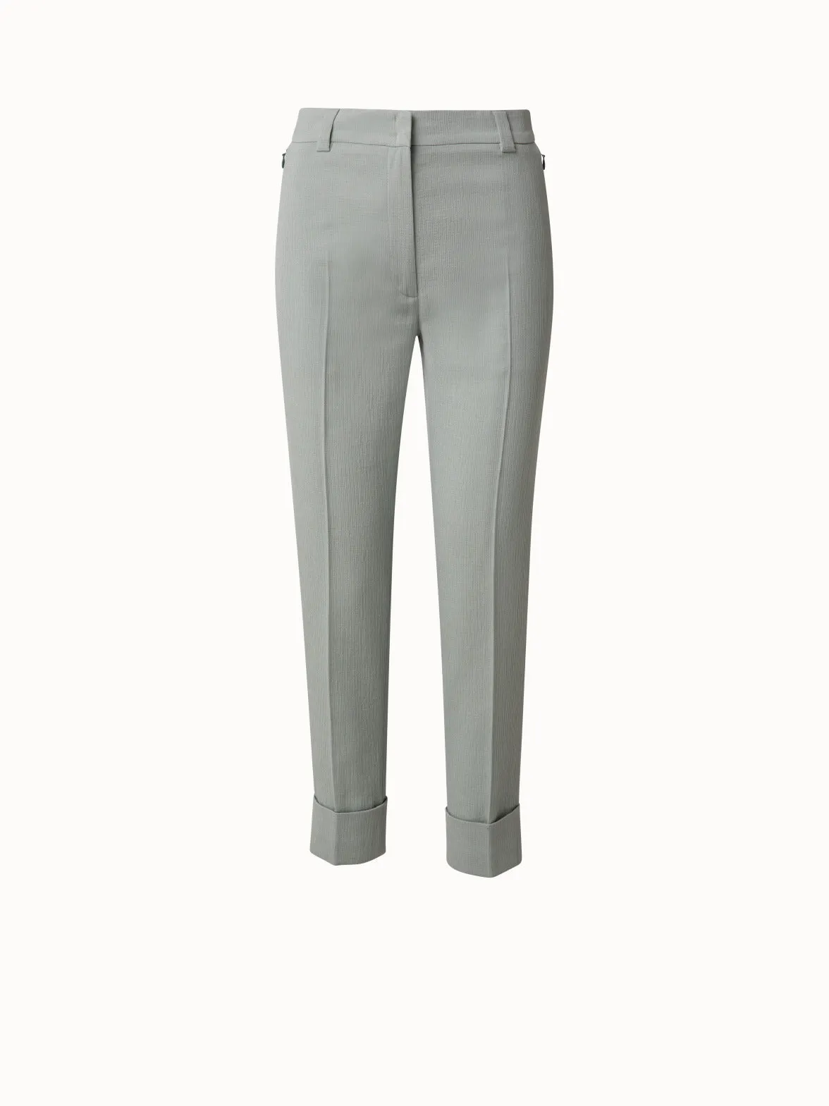 Tapered Cotton Silk Structured Double Face Pant