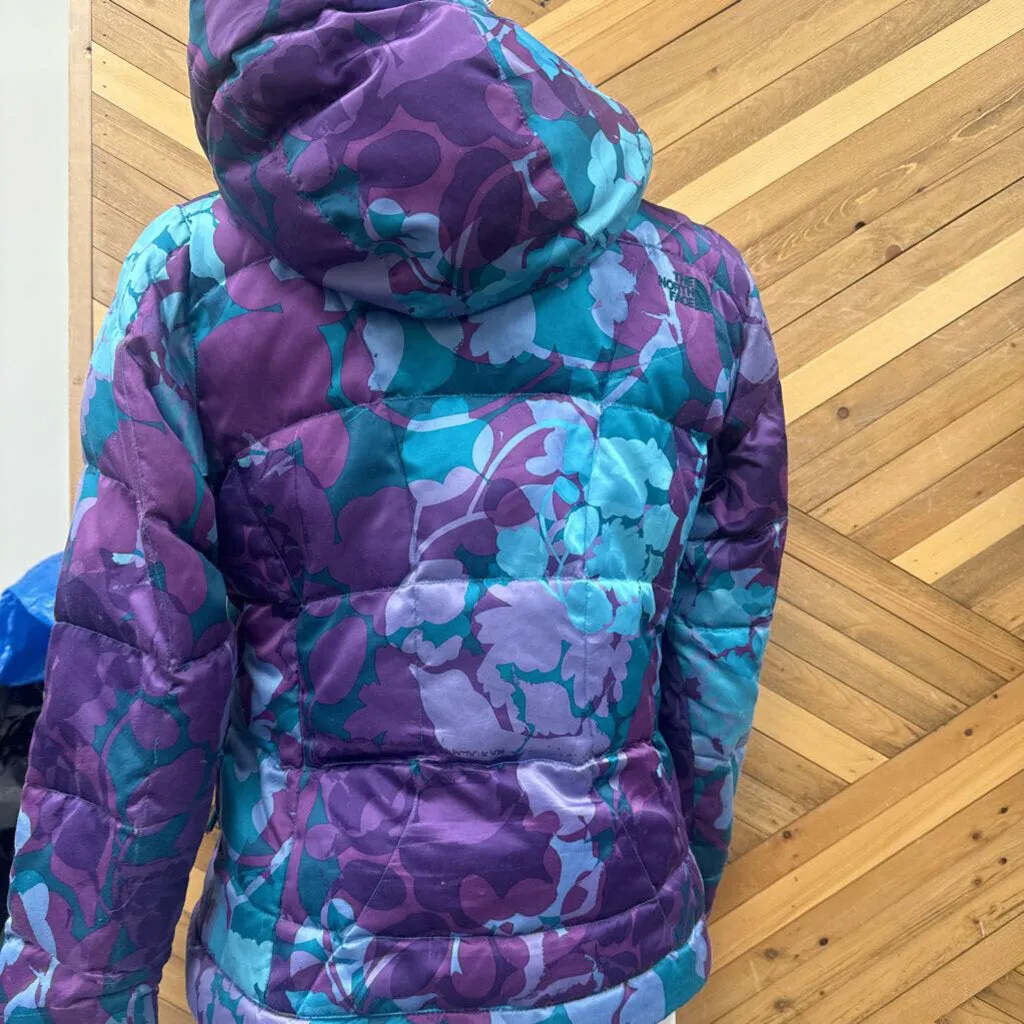 The North Face - Women's Patterned Down Winter Jacket - MSRP comp $290: Purple/Teal-women-SM