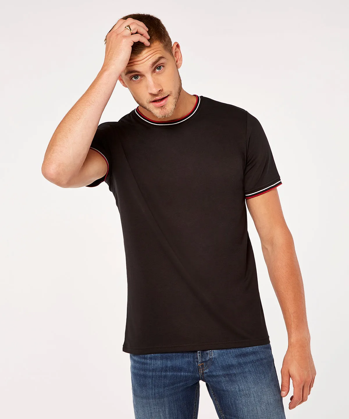 Tipped tee (fashion fit) | Black/White/Grey