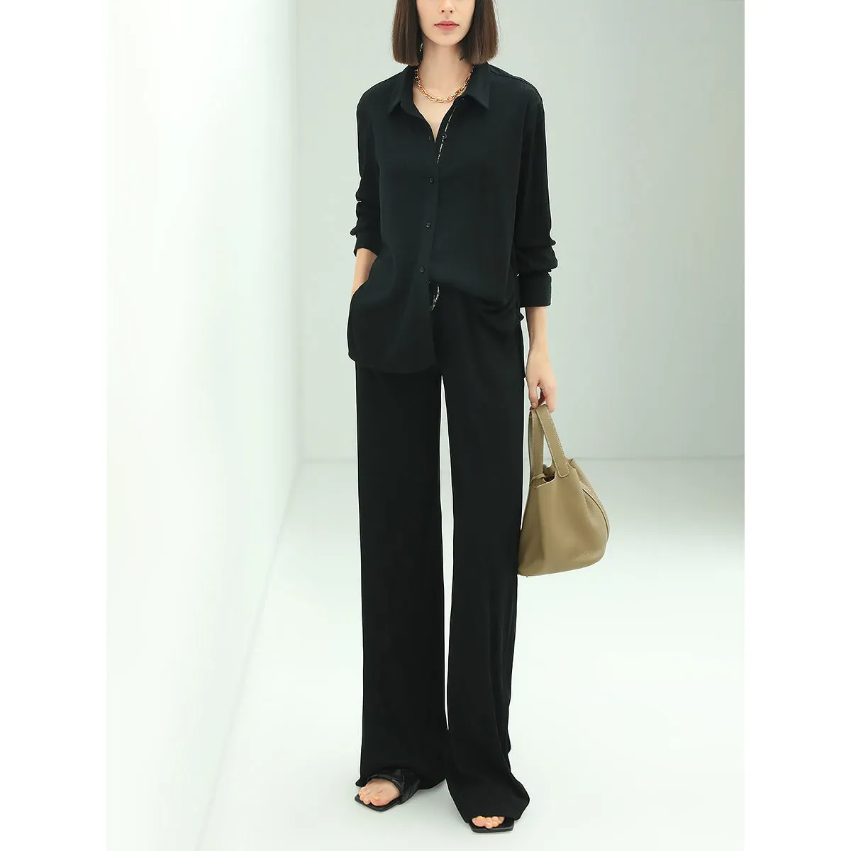 Urban High Rise Wide Leg Knitted Pants