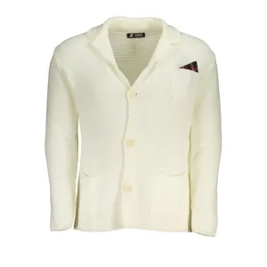 U.S. Grand Polo Elegant White Cardigan With Logo Detail