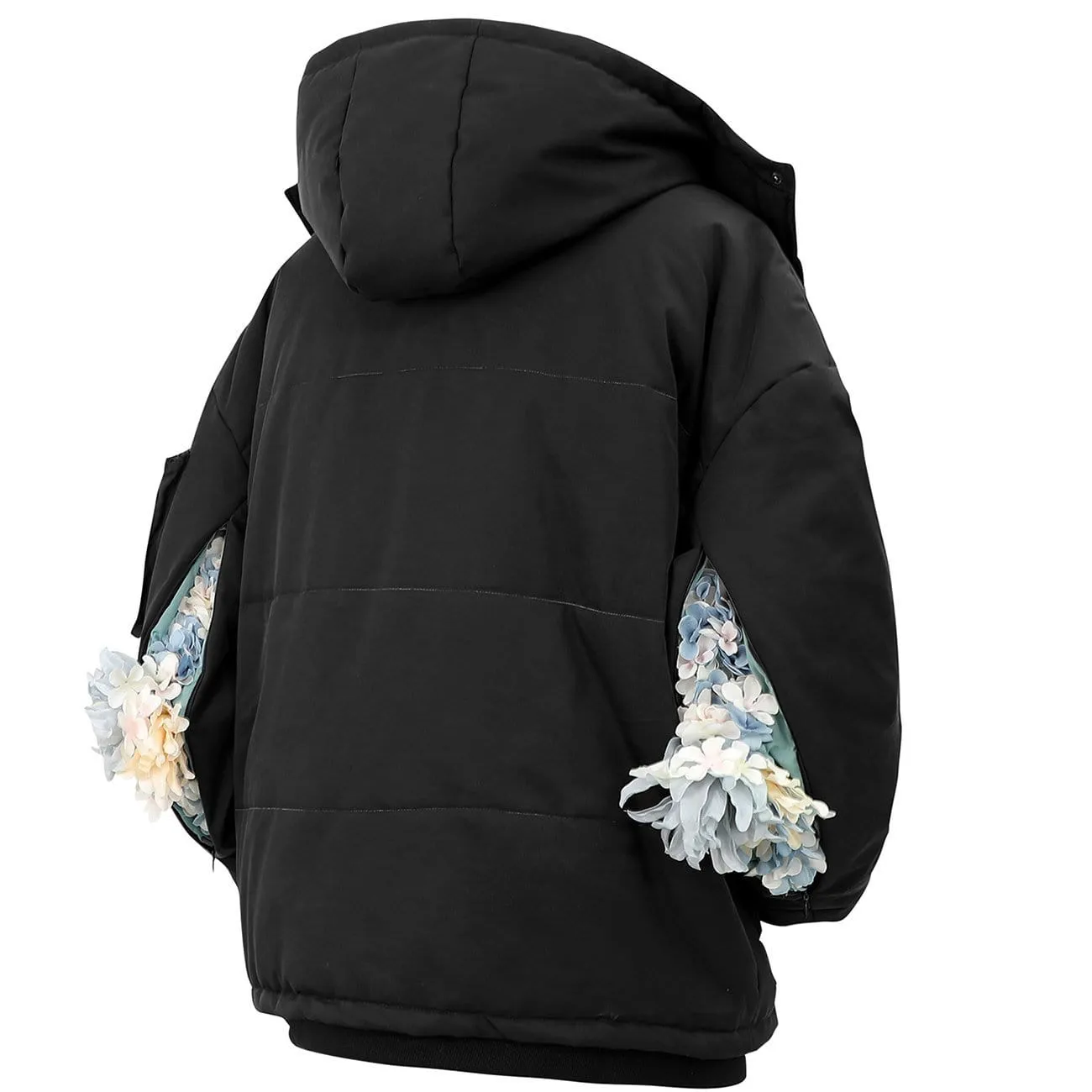 WLS Hidden Flowers Zipper Winter Coat