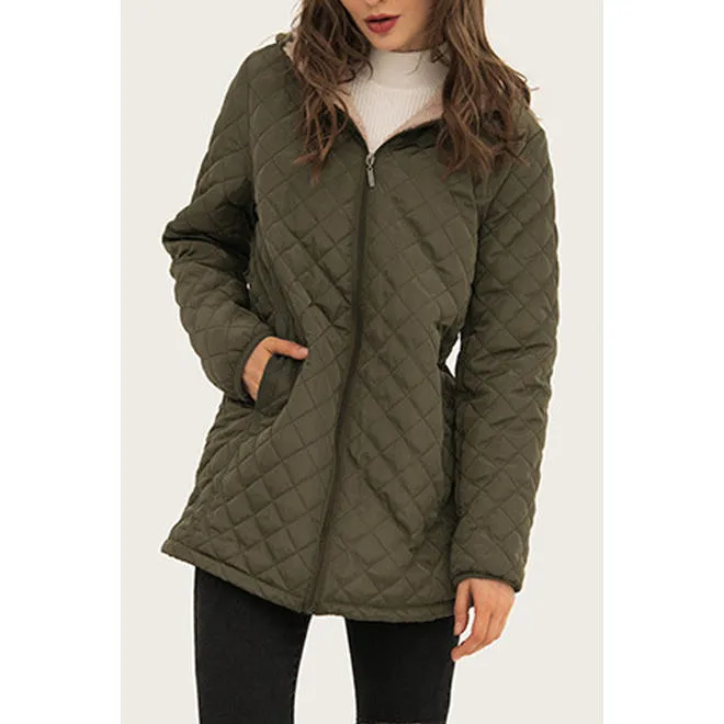 Women Relax Fit Zip Up Warm Padded Jacket - WJC23290