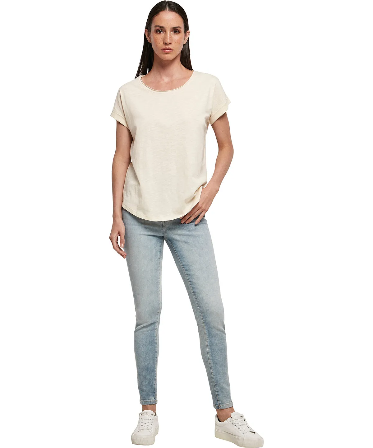 Womens long slub tee | Soft Salvia