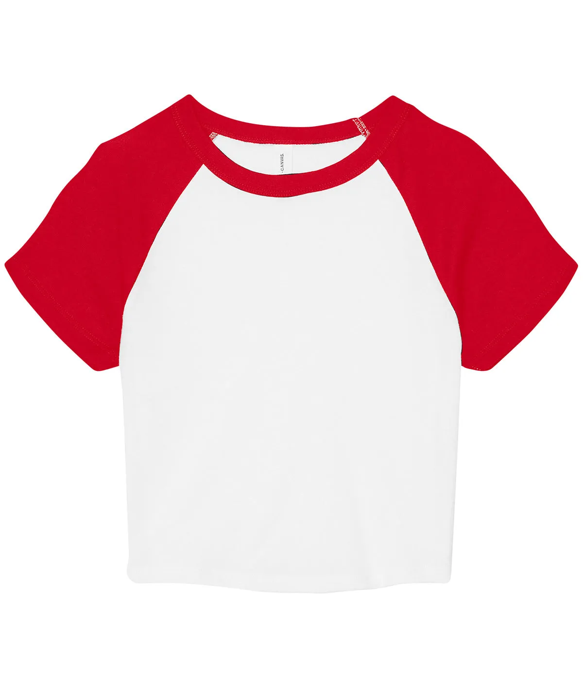 Womens micro rib raglan baby t-shirt | White/Red