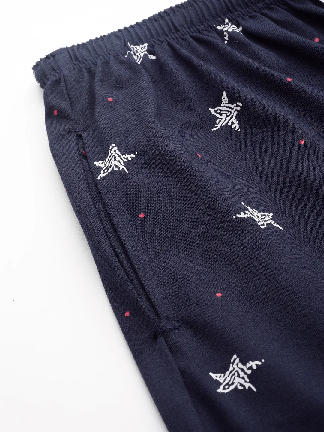 Women's Printed Cotton Navy Blue Lounge Pants | LDLW-2327-1 |